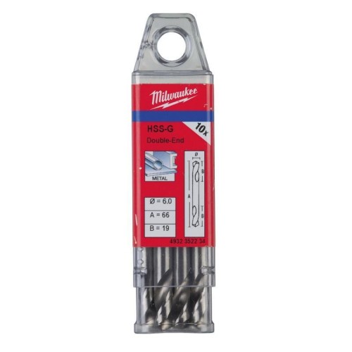 4932352234 - Wiertło do metalu HSS-G, dwustronne, 6,0 x 19/66 mm (10 szt.)