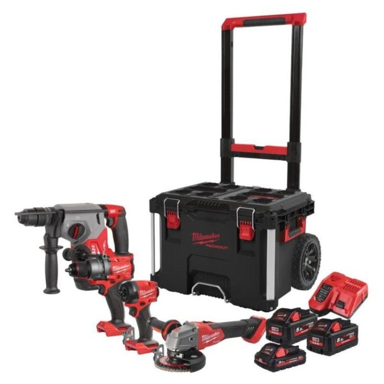 M18 FPP4E-555T - Zestaw POWERPACK M18 FUEL, M18 FPD3, M18 FID3, M18 FHX, M18 ONEFSAG125XB, 1 x 3.0 Ah i 2 x 5.5 Ah, 4933492530