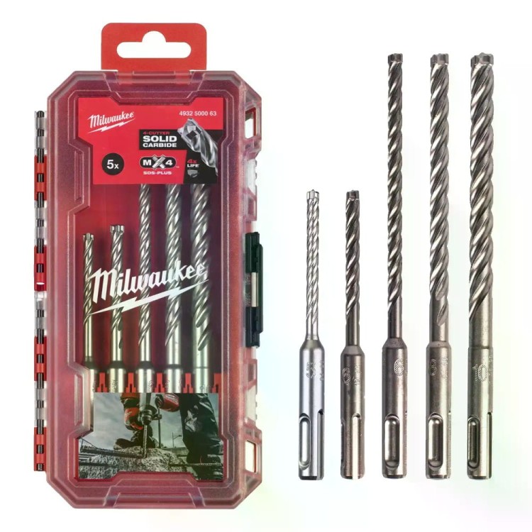 4932500063 - Zestaw wierteł udarowych do betonu SDS-Plus MX4, 4-ostrzowe, 5 - 10 mm (5 szt.)