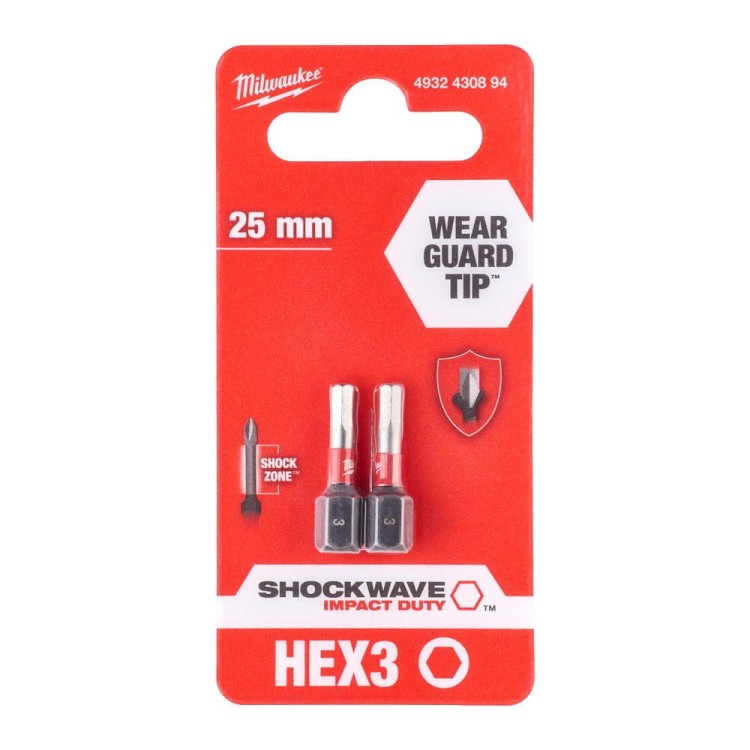 BIT SHOCKWAVE HEX3 25MM-2 SZT 4932430894 - techniktools