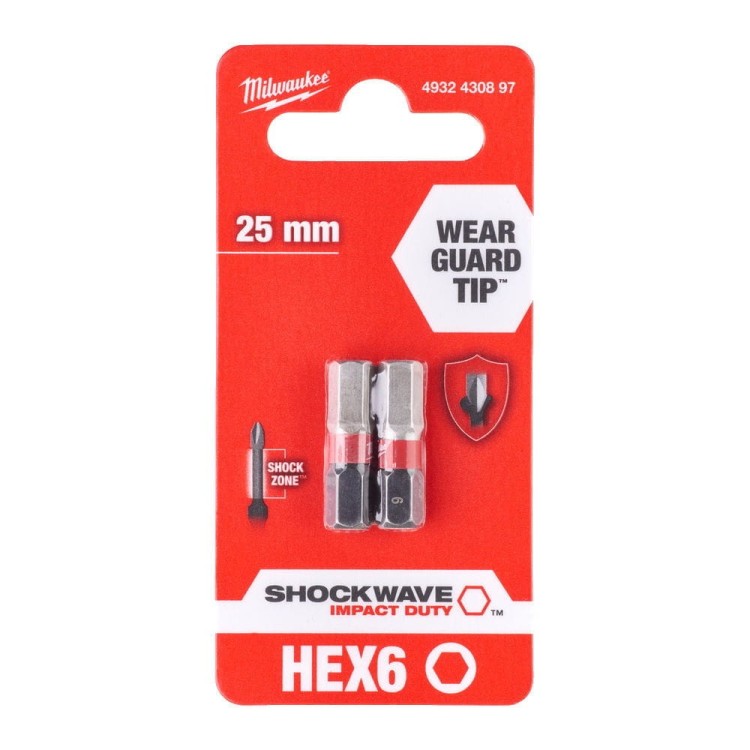 BIT SHOCKWAVE HEX6 25MM-2 SZT 4932430897 - techniktools