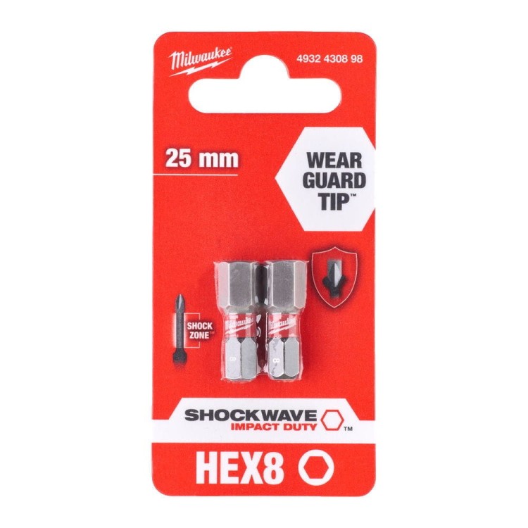 BIT SHOCKWAVE HEX8 25MM-2 SZT 4932430898 - techniktools