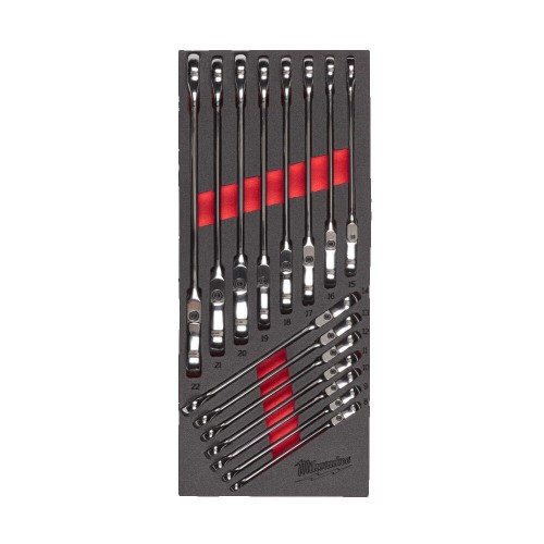 Wkładka piankowa z kluczami płasko-oczkowymi MAXBITE z ruchomą główką grzechotki 4932479829 - techniktools