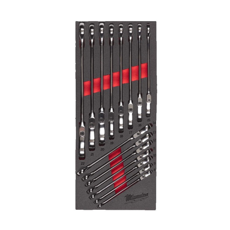Wkładka piankowa z kluczami płasko-oczkowymi MAXBITE z ruchomą główką grzechotki 4932479829 - techniktools
