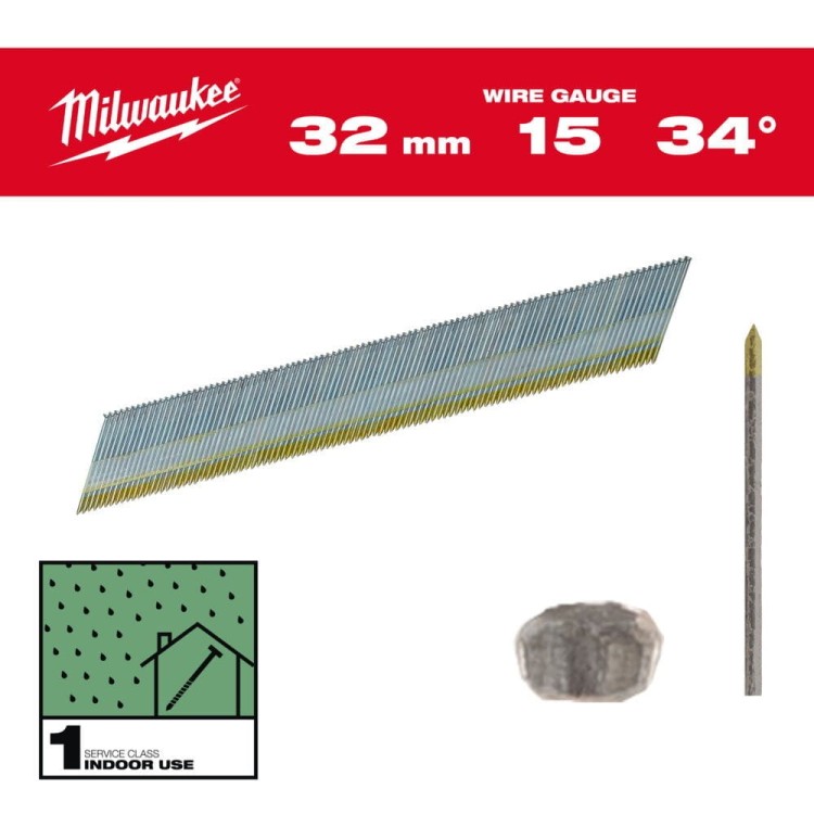 Gwoździe wykończeniowe, 15G, 34°, głowa typu D 4932492574 - techniktools