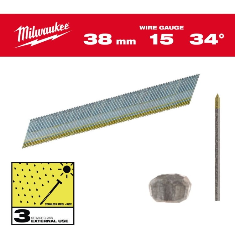 Sztyft wykoń,15G/D 38mm INOX- 2500 szt 4932492579 - techniktools