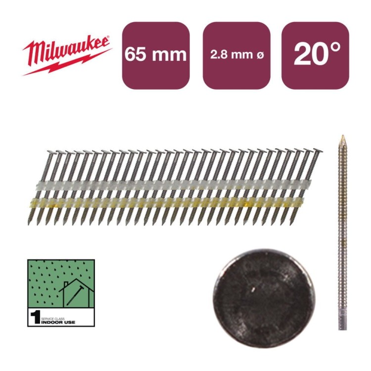 Gwoździe pierścieniowe, kąt 20°, okrągła głowa 4932492587 - techniktools