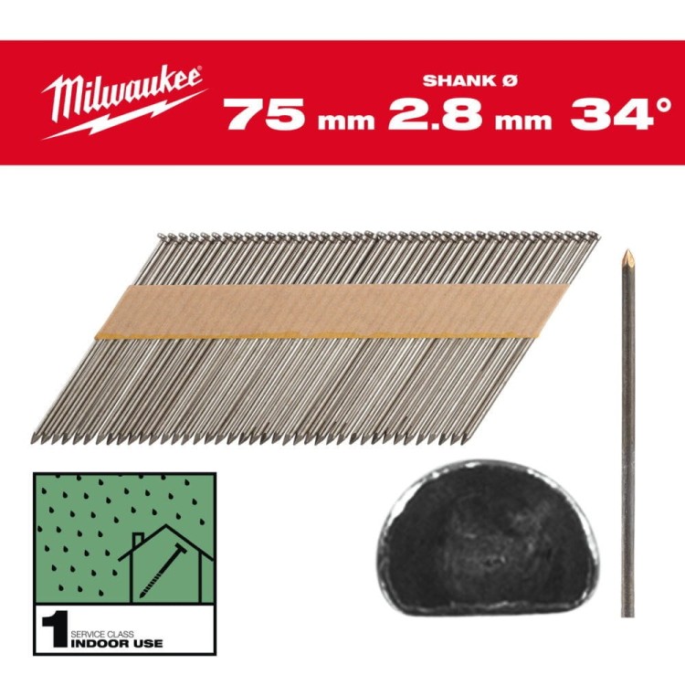 Gwoździe 34° pierśc/faz,75mm-2200 szt 4932492597 - techniktools