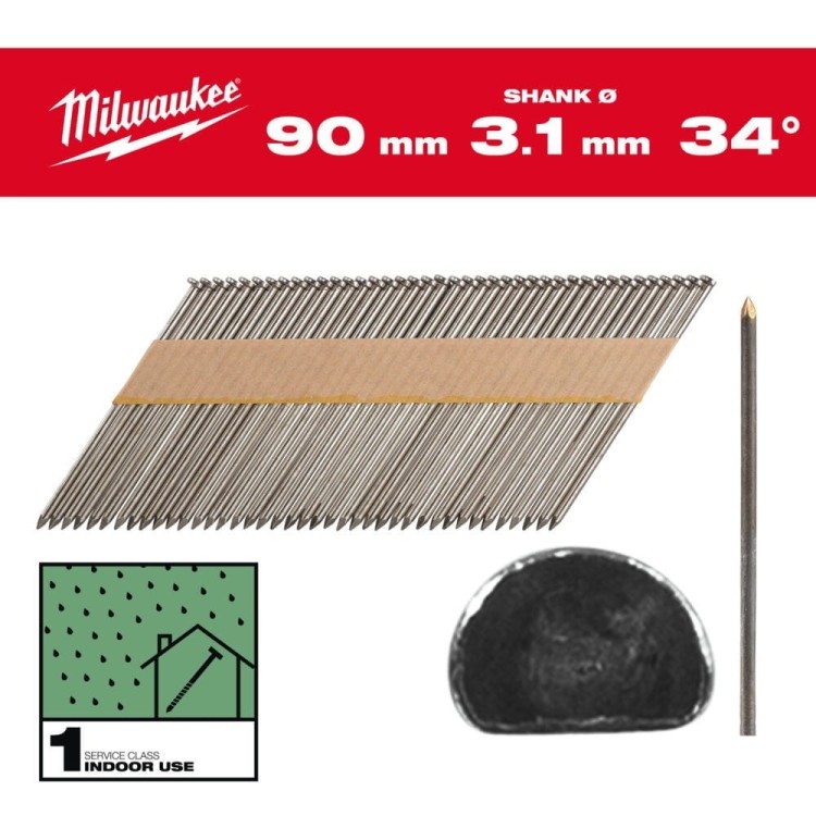 Gwoździe 34° pierśc/faz,90mm-2200 szt 4932492598 - techniktools