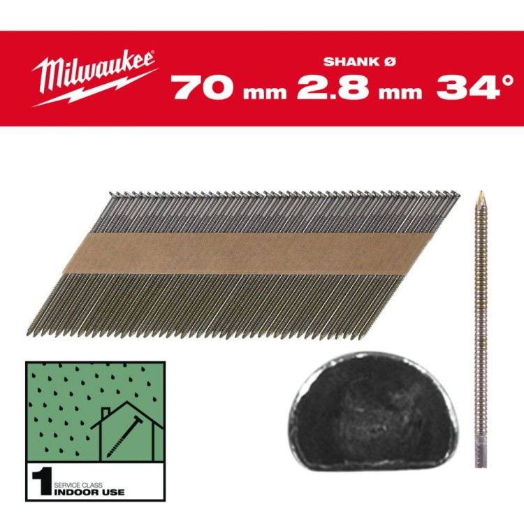 Gwoździe 34° pierśc/łeb okr 70mm-2200 szt 4932492601 - techniktools