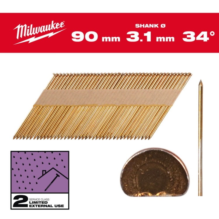 Gwoździe 34°pierśc/faz,galw 90mm-2200 szt 4932492605 - techniktools