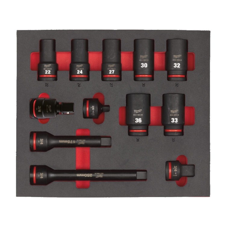 Wkładka+set długie nasadki udar3/4"12szt 4932493398 - techniktools