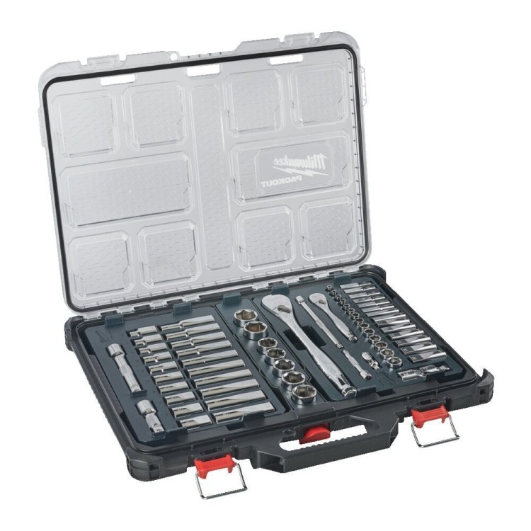 Zestaw nasadek metrycznych 1/4'' i 1/2” z grzechotką w organizerze PACKOUT - 63 szt. 4932493661 - techniktools