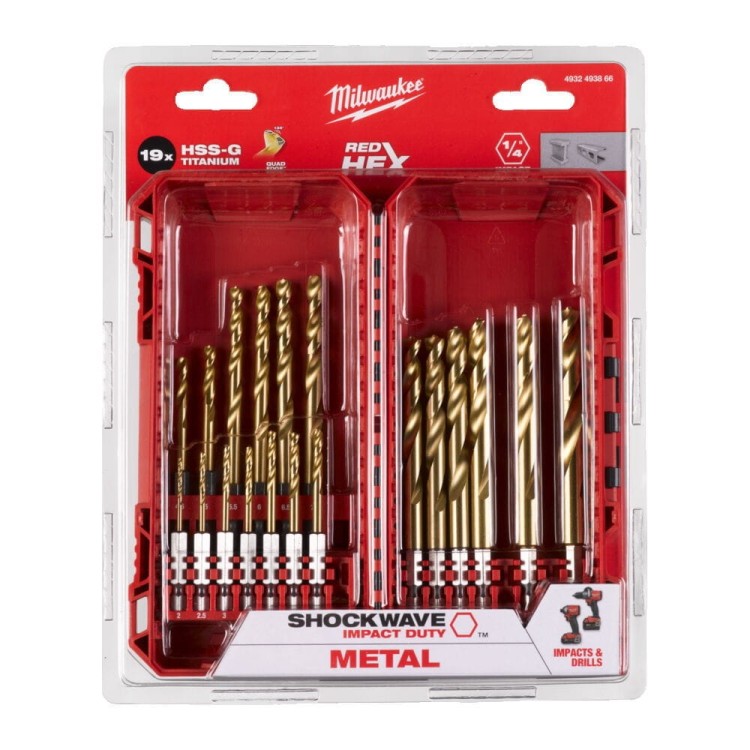 Wiertła udar do metalu HSS-G Tin 19szt 4932493866 - techniktools