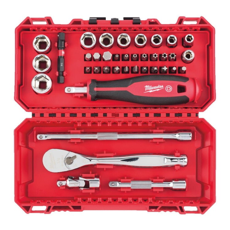 Zestaw: Grzechotka, nasadki 1/4 i bity udarowe 4932498381 - techniktools
