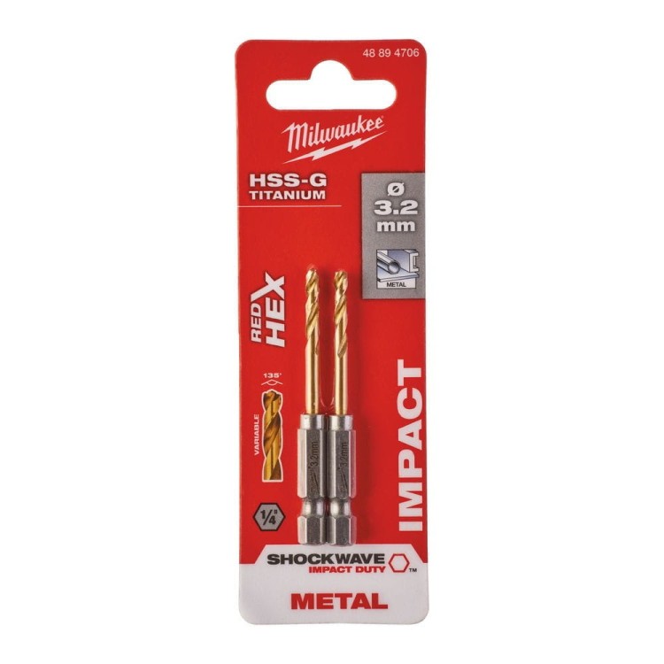 WIERTŁO METAL SHW HSS-G TIN 3.2MM-2 SZT 48894706 - techniktools