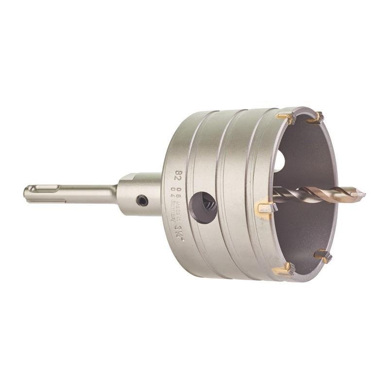 4932399297 - Koronka rdzeniowa do betonu SDS-Plus TCT + trzpień, wiertło prowadzące, klucz imbusowy, 82 x 50/182 mm