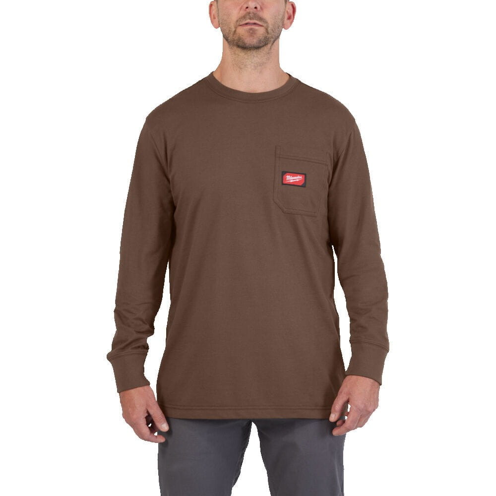 Rozm -XXL T-shirt z kiesz dł rękaw brązo 4932493062 - techniktools