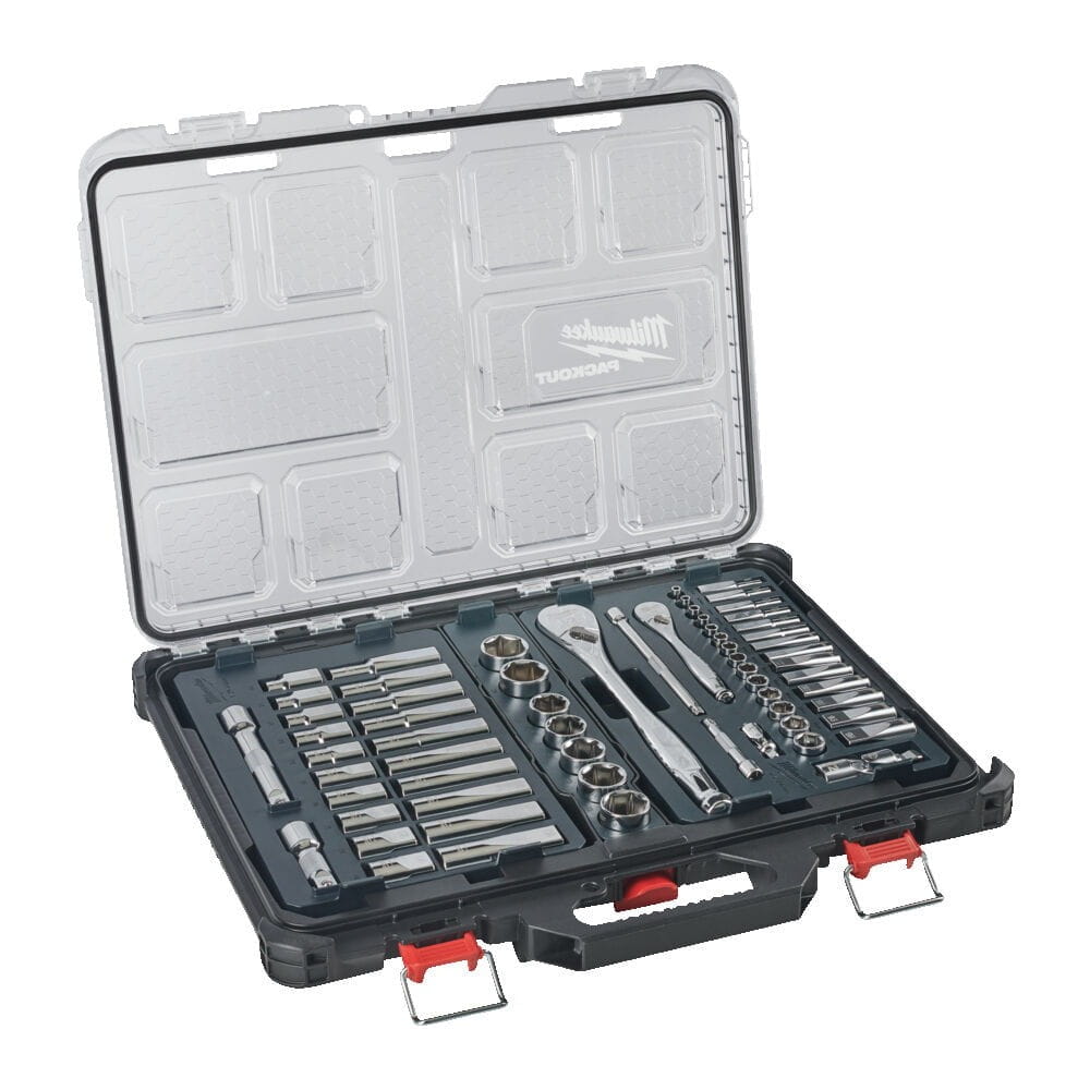 Zestaw nasadek metrycznych 1/4'' i 1/2” z grzechotką w organizerze PACKOUT - 63 szt. 4932493661 - techniktools